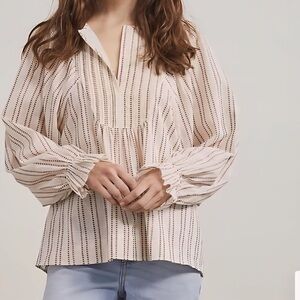 Elizabeth and James Cream Blouse‎ with Black Stripes